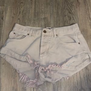 Beige Denim Shorts